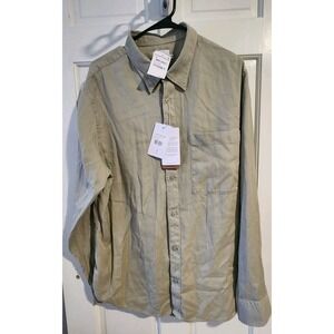 NNO7 NO NATIONALITY COHEN BUTTON DOWN SHIRT MENS 2XL XXL GREEN LYOCELL COTTON